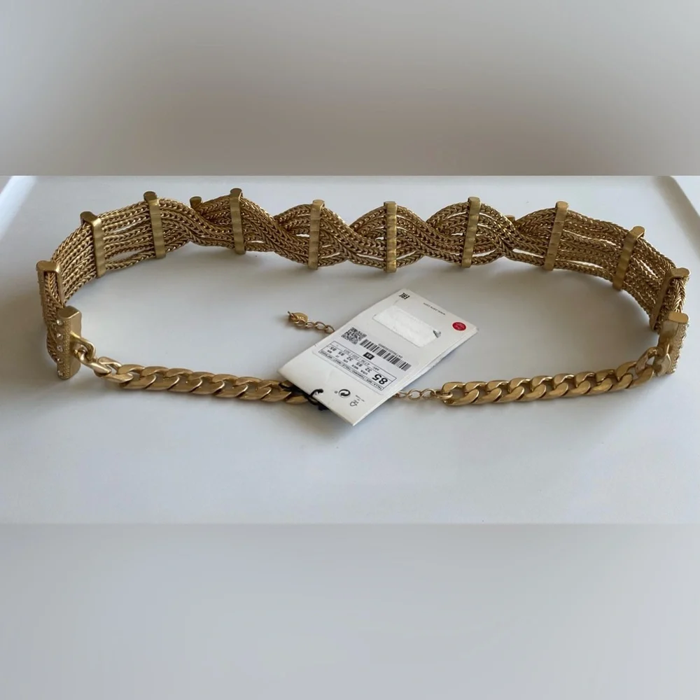 NWT Zara Rhinestone Multichain Belt